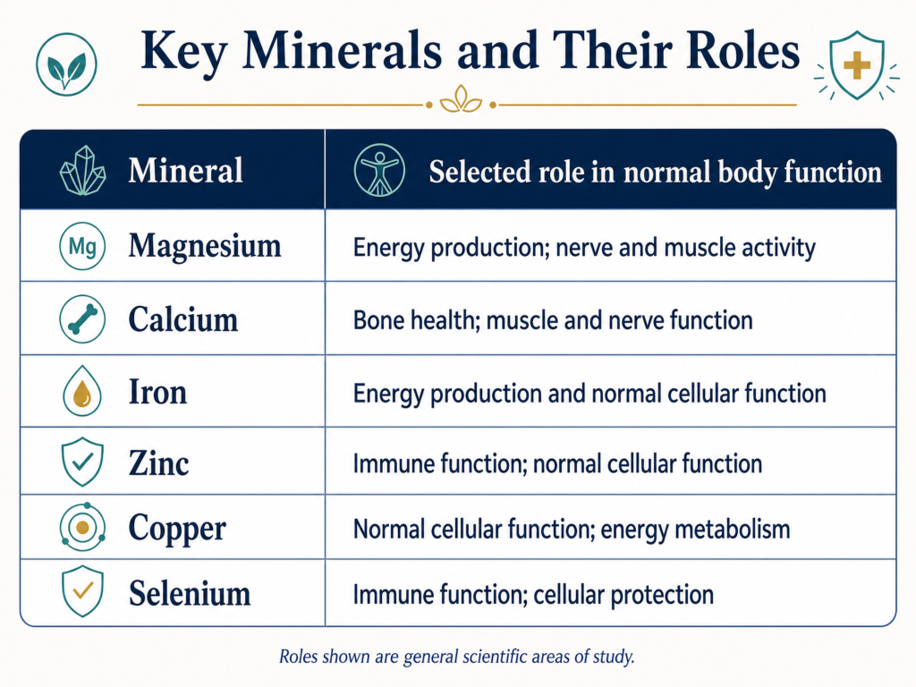 minerals table